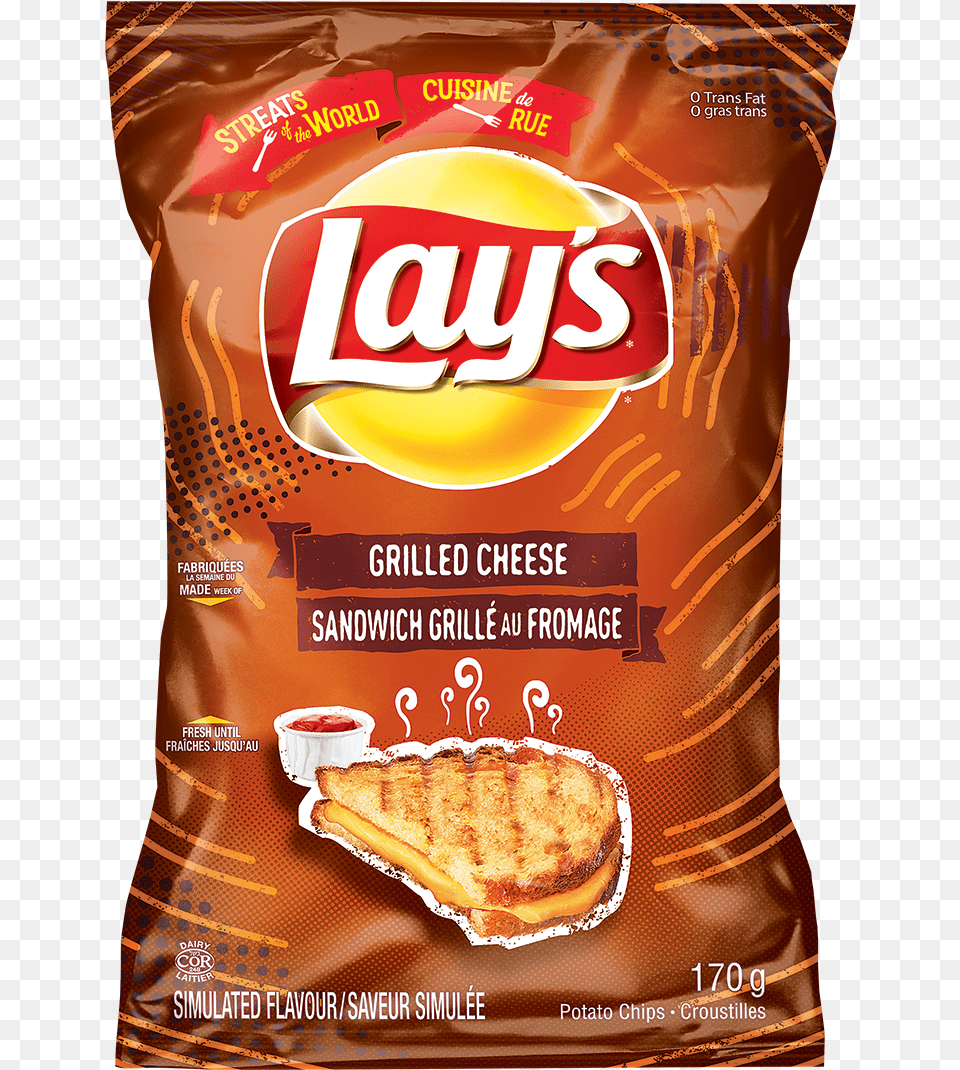 Lay S Grilled Cheese Flavour Potato Chips Lay39s Sour Cream And Onion Chips, Bread, Food, Sandwich Png