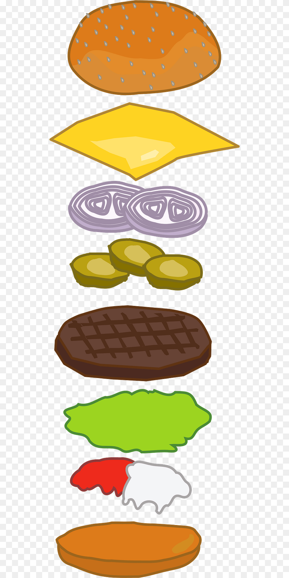 Layers Of A Cheeseburger Sandwich Clipart, Burger, Food Free Png Download