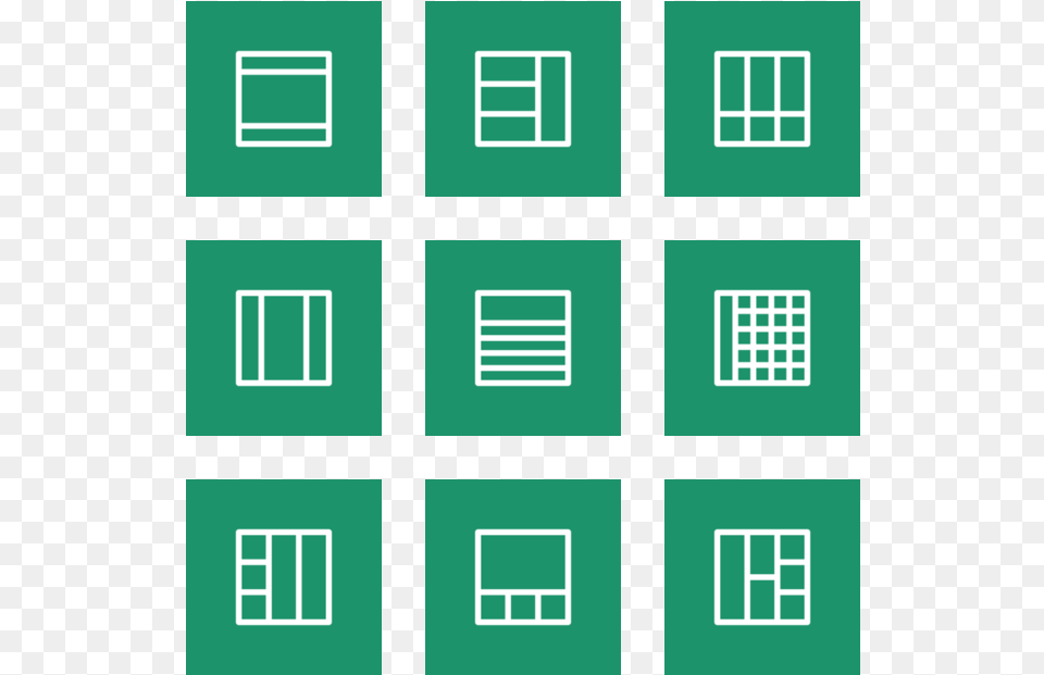 Layouts Outline Icon In Style Flat Square White On Retro Science Font, Architecture, Scoreboard, Housing, Green Png Image