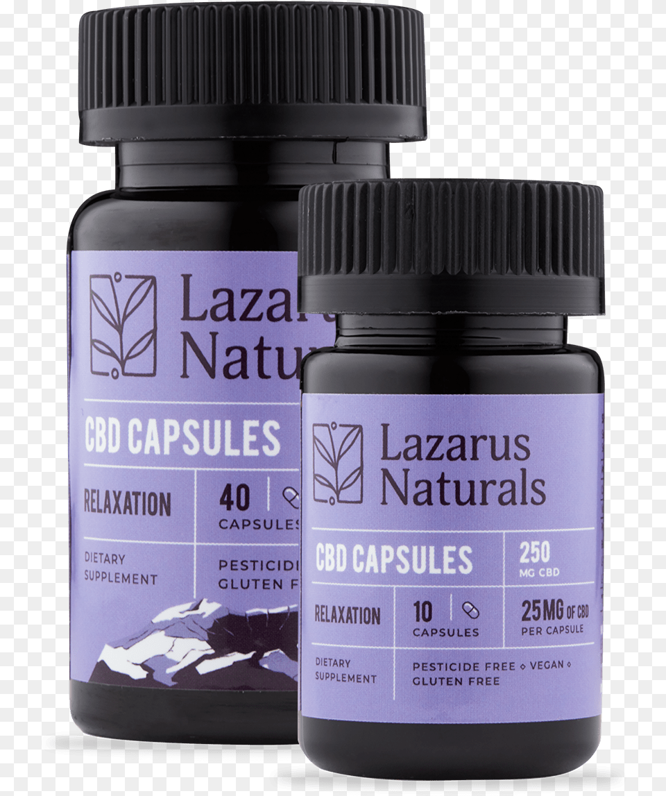 Lazarus Naturals Cbd Capsules, Bottle, Person, Cosmetics, Perfume Free Png Download