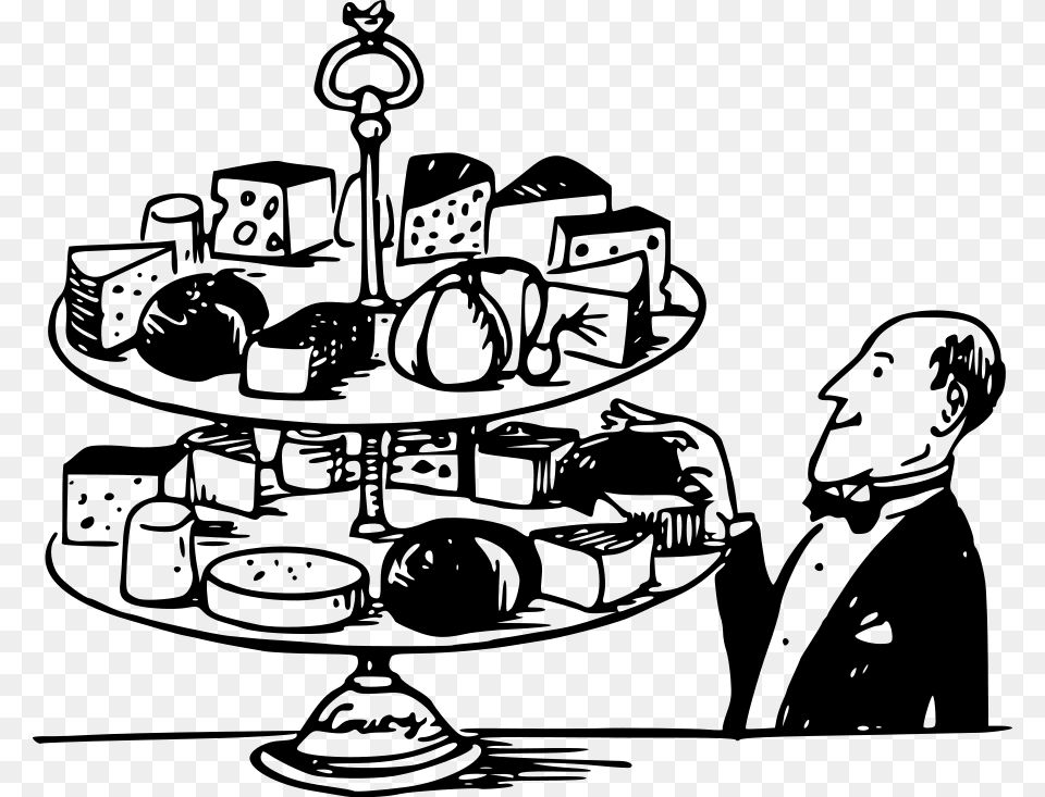 Lazy Lou Clipart Buffet Food Black And White Clipart, Gray Png Image