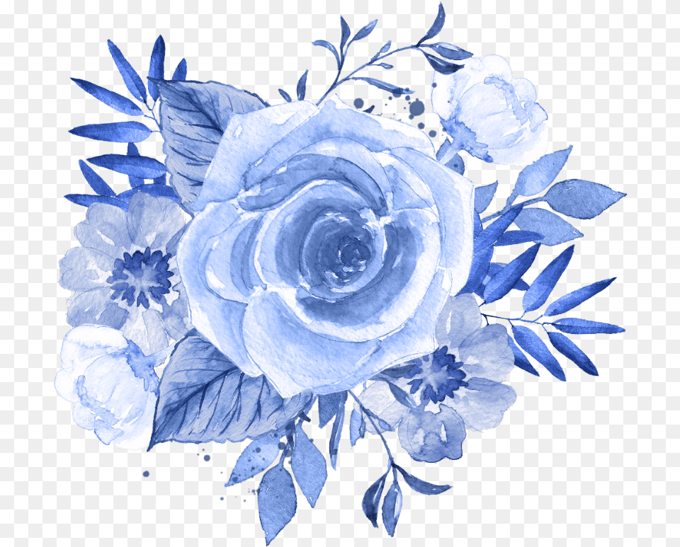 Lbloom Flower Blue Frame Border Flowers White Blue Flower Watercolor Clipart, Rose, Plant, Flower Bouquet, Flower Arrangement Free Transparent Png