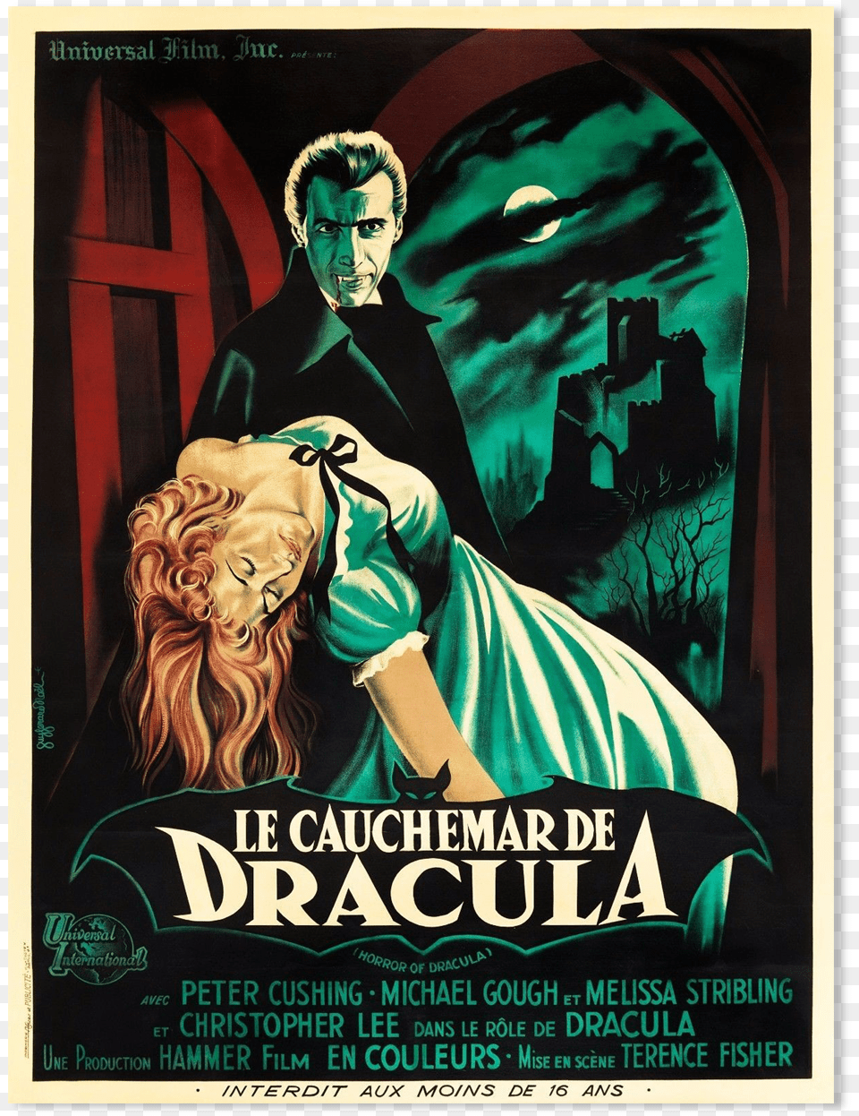 Le Cauchemar De Dracula Vintage Movie Poster Art Posters Horror Of Dracula Movie Poster, Advertisement, Adult, Person, Man Free Png