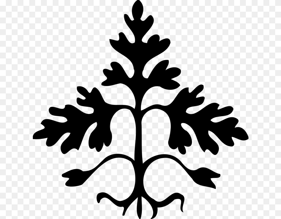 Leaf Branch Fern Drawing Stencil, Gray Free Transparent Png