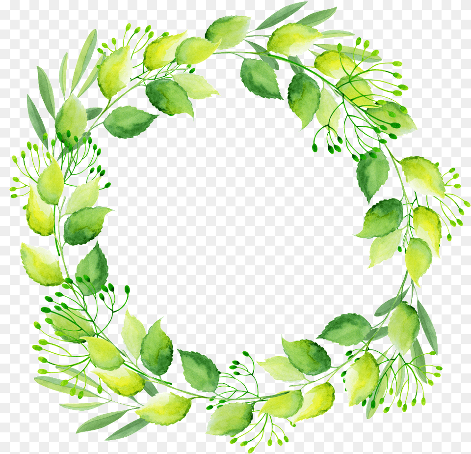 Leaf Circle Circle Leaf, Green, Plant, Wreath Png Image