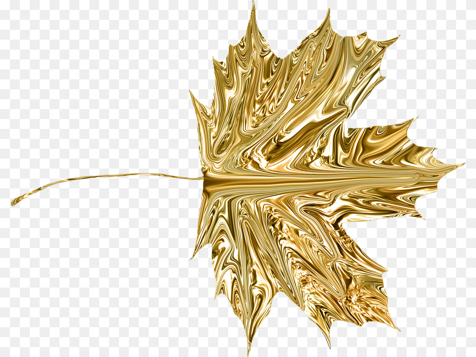 Leaf Gold Transparent Element Scrapbook Decoration Gold Maple Leaf Transparent, Plant, Tree, Maple Leaf Free Png