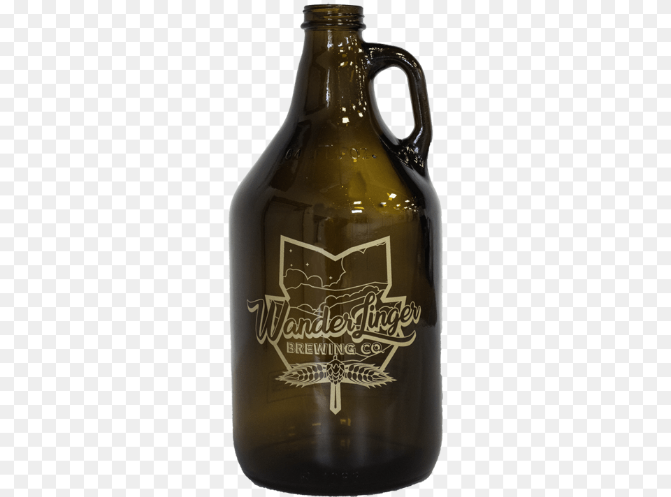 Leaf Logo Growler Glass Bottle, Alcohol, Beer, Beverage, Beer Bottle Free Transparent Png