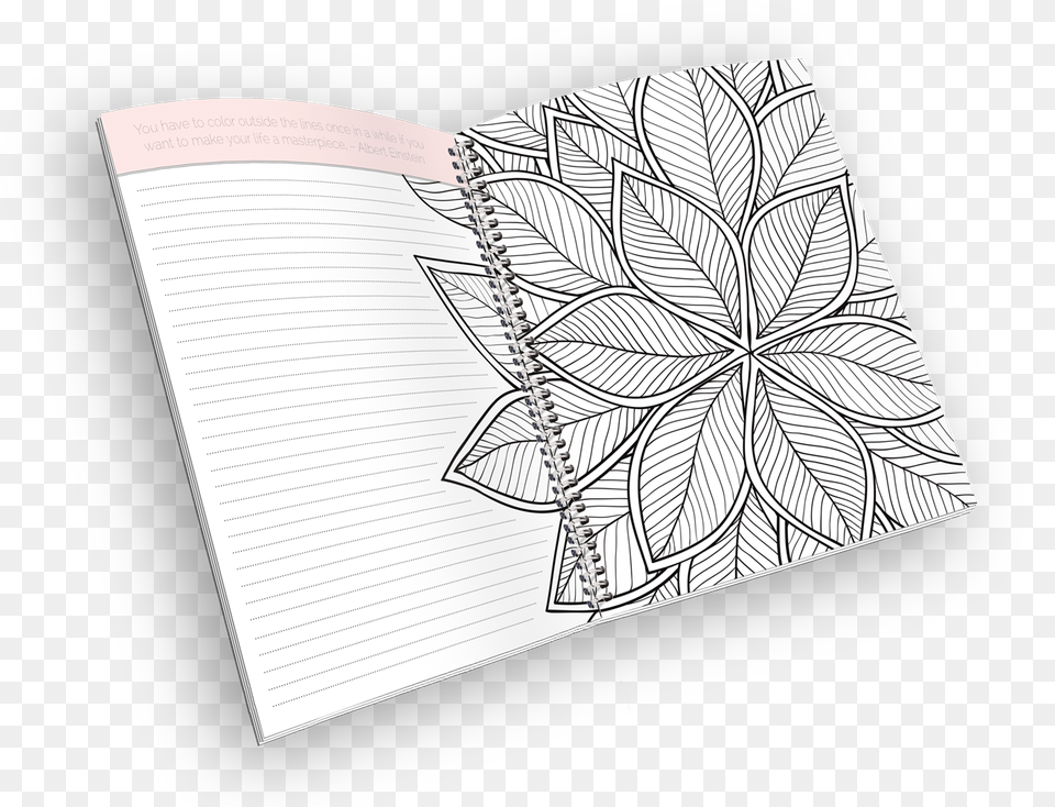 Leaf Outline Open Spiral Bound Coloring Journal Paper, Diary, Page, Text, Art Free Png Download