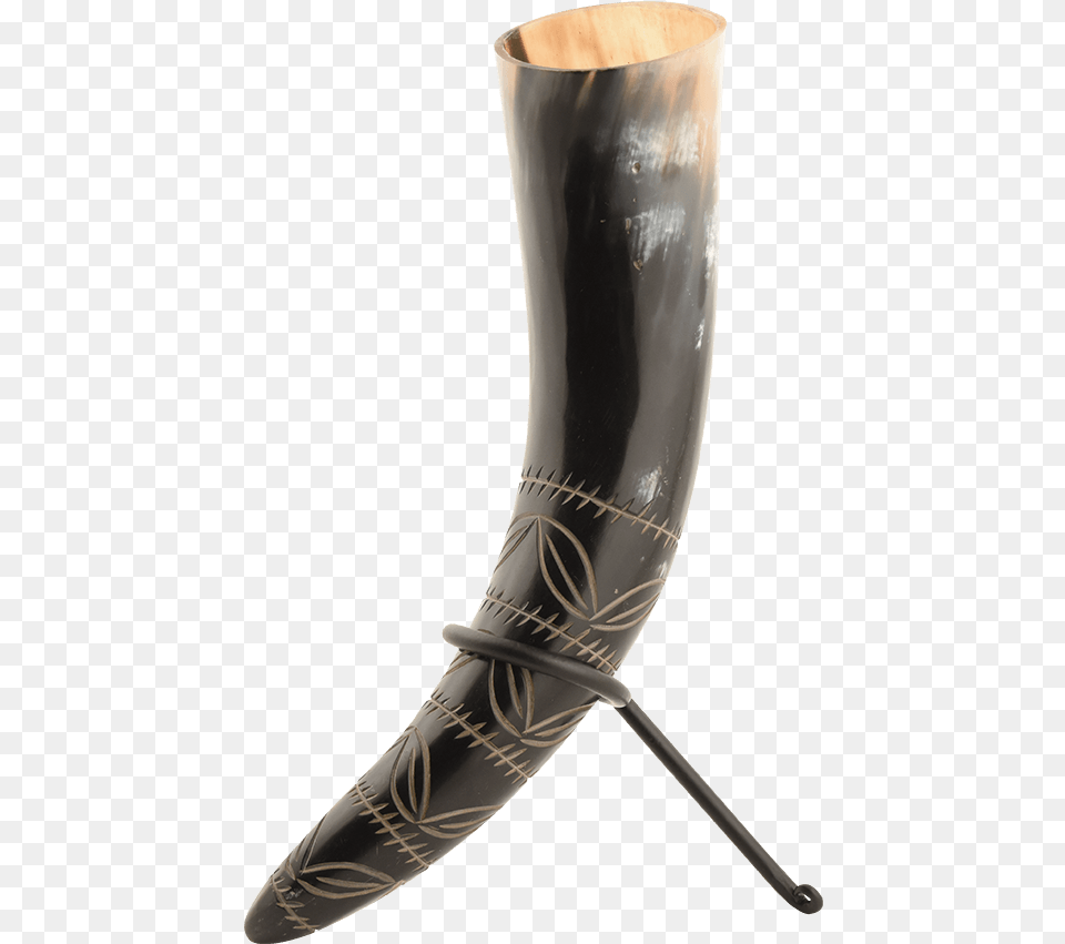 Leaf Pattern Drinking Horn With Stand Pipe, Brass Section, Musical Instrument, Blade, Dagger Png Image
