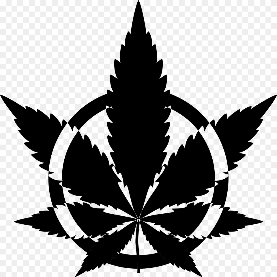 Leaf Silhouette Big Image Cannabis, Gray Png