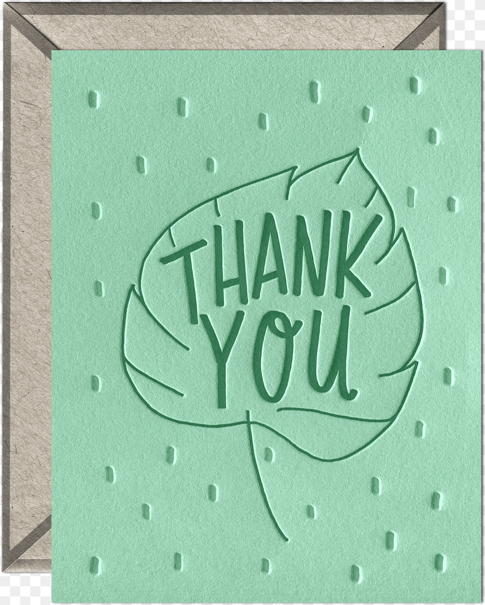 Leaf Thank You Letterpress Greeting Card With Envelope Calligraphy, Greeting Card, Mail, Handwriting, Text Png