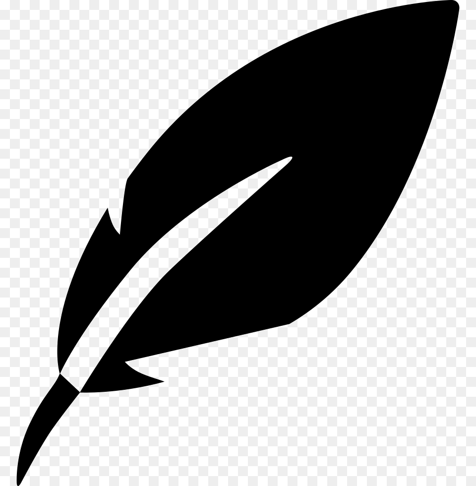 Leafblack And Whitefeatherquillclip, Stencil, Leaf, Plant, Blade Free Png
