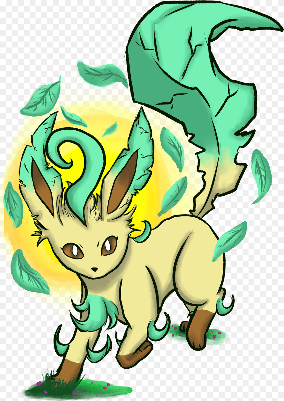 Leafeon By Kloudkat Fictional Character, Dragon, Baby, Person, Art Free Png Download