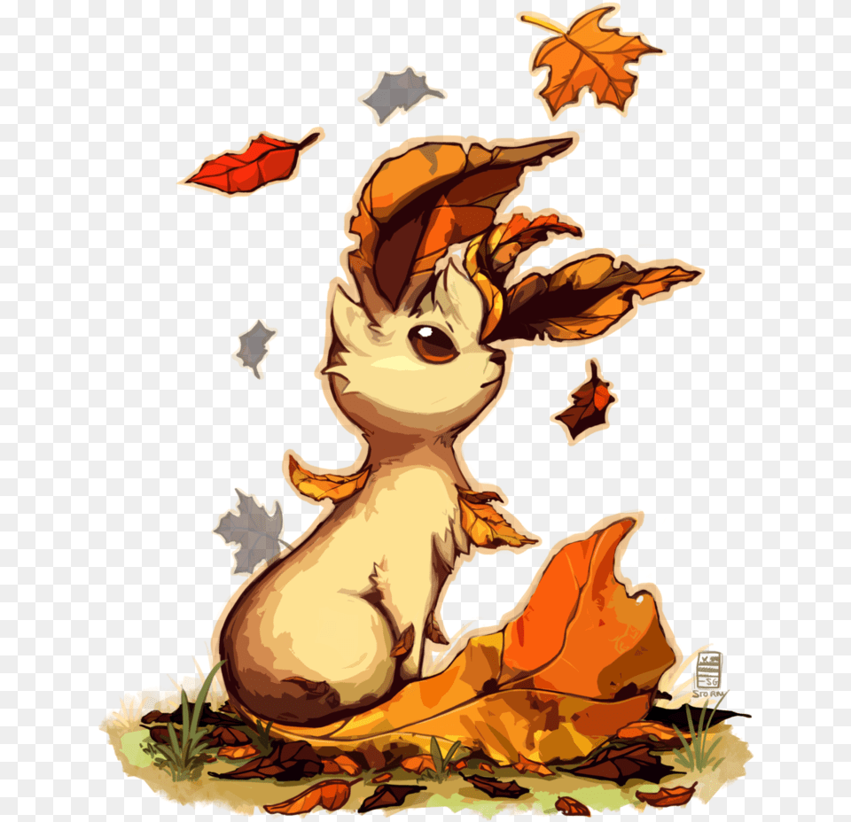 Leafeon By Stormful Leafeon Fall, Leaf, Plant, Baby, Person Free Png