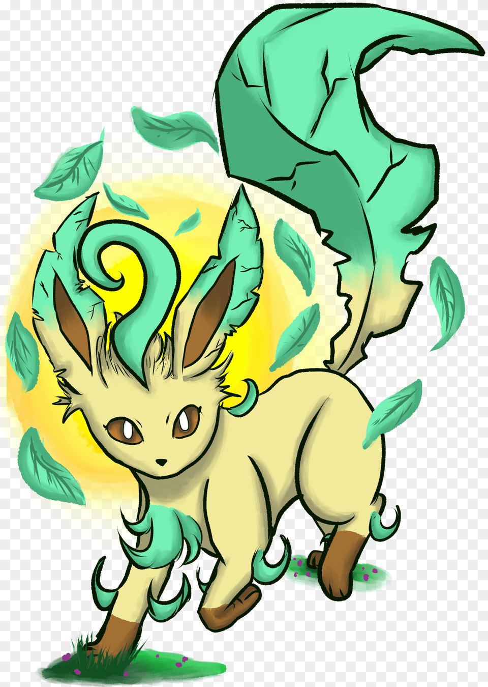 Leafeon Cartoon, Dragon, Baby, Person, Art Free Png Download