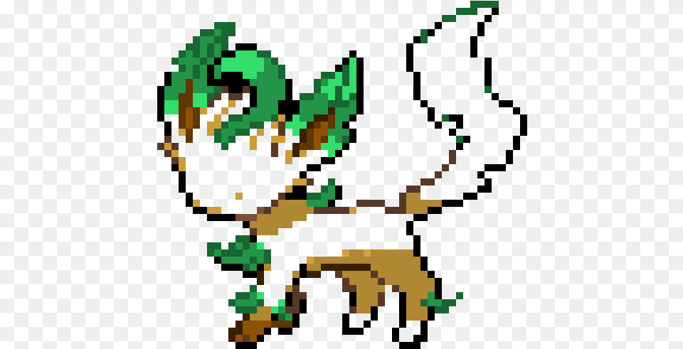 Leafeon Pixel Art Pokemon Famille Evoli, Graphics, Pattern, Qr Code, Electronics Free Png Download