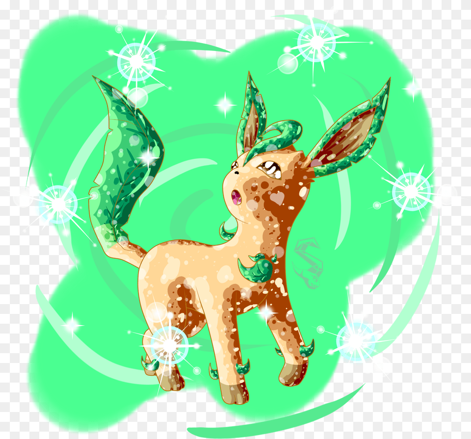 Leafeon Shiny Illustration, Animal, Deer, Green, Mammal Free Png Download