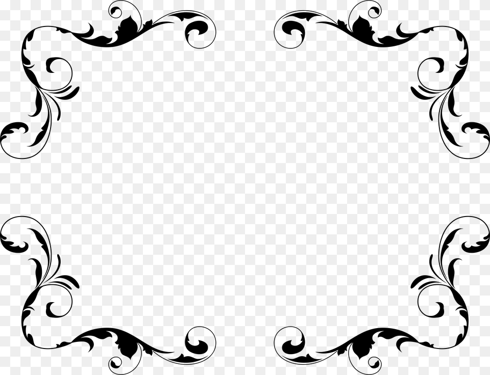 Leafy Frame 14 Clip Arts, Gray Png