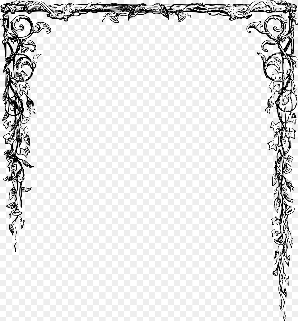 Leafy Half Border Clip Arts Transparent Fancy Borders, Gray Png Image