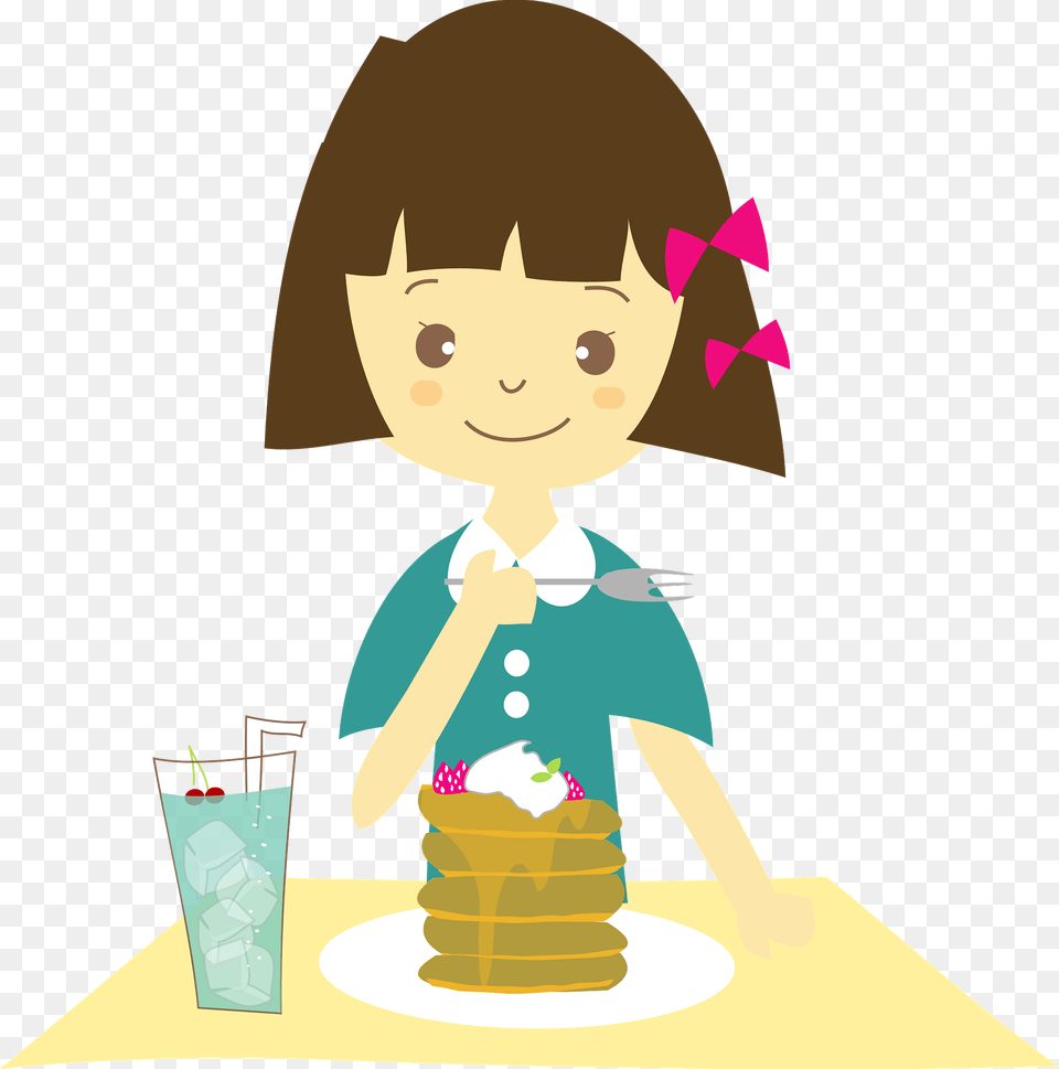 Leah Girl Is Eating Pancakes Clipart, Ice Cream, Cream, Dessert, Food Png Image