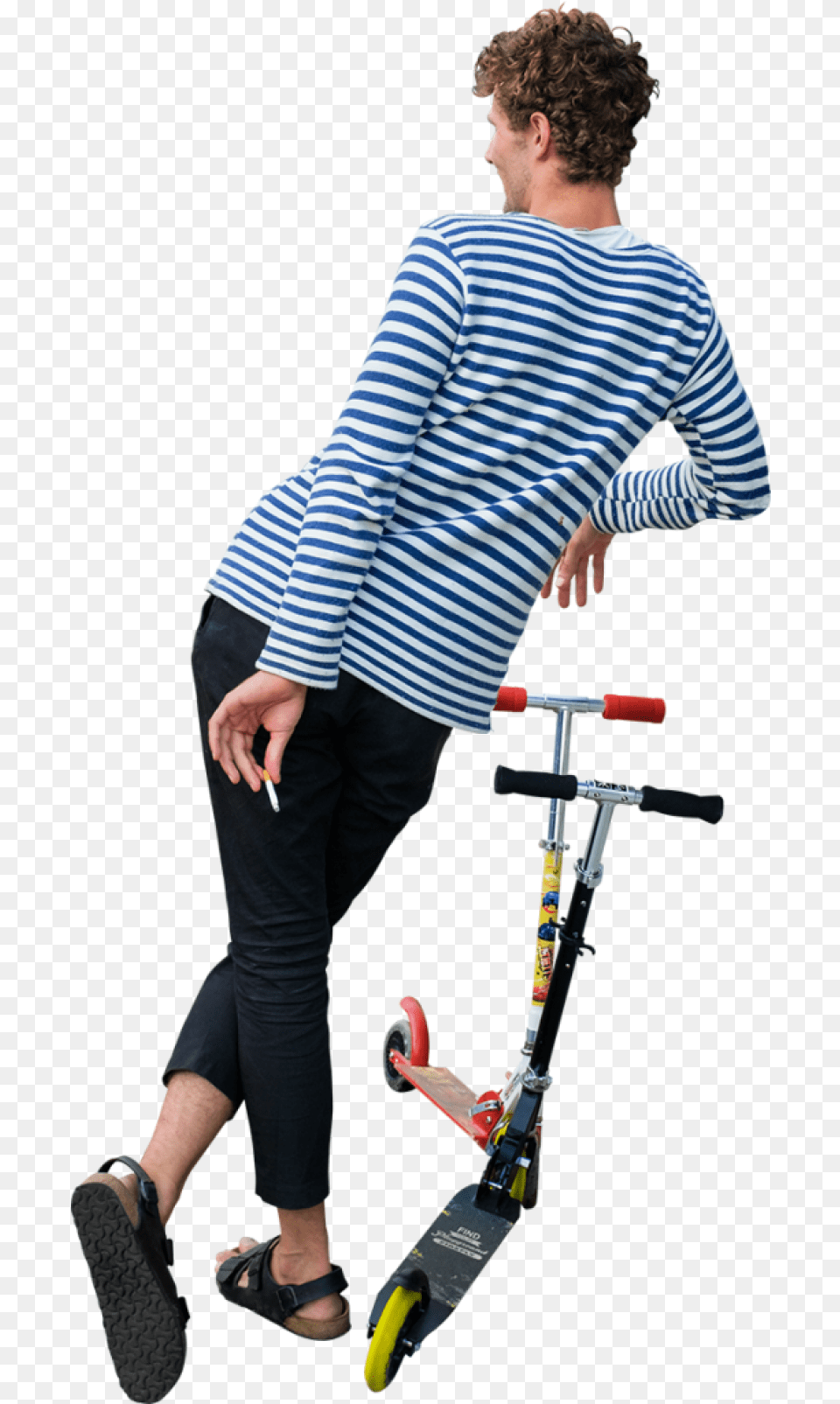 Leaning And Smoking Image Purepng People Leaning, Vehicle, Transportation, Scooter, Person Free Transparent Png