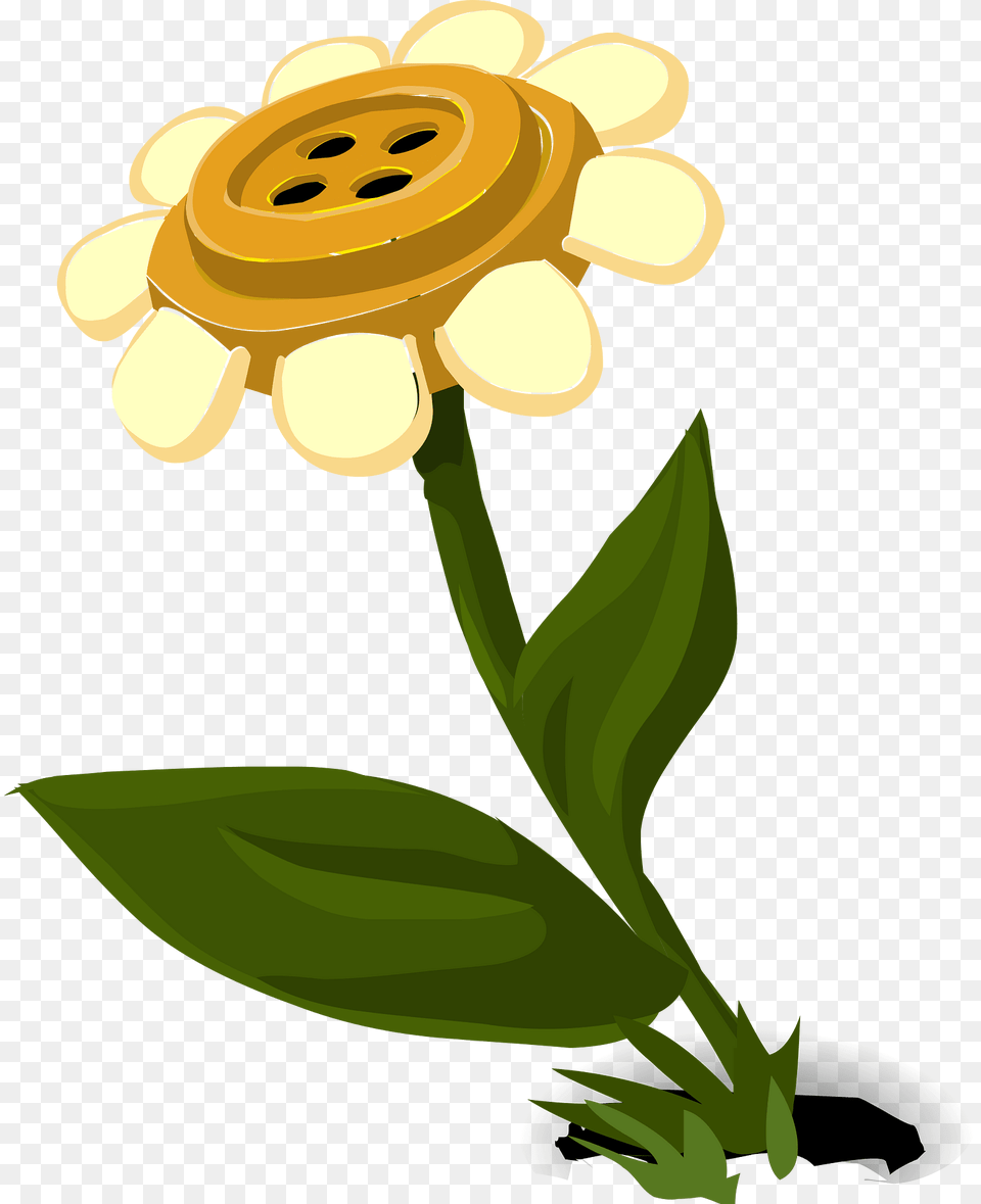 Leant Yellow Daisy Button Fantasy Flower Clipart, Plant, Petal, Herbal, Herbs Png Image