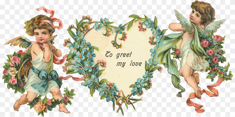 Leaping Frog Designs Vintage Image To Greet My Love Cupids Victorian Cherub, Baby, Person, Adult, Bride Free Png