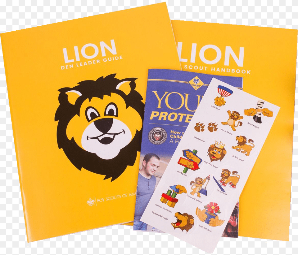 Learn More About The Bsa Lion Program Lion Adventures Lion Cub Scout Books, Advertisement, Poster, Person, Face Png Image