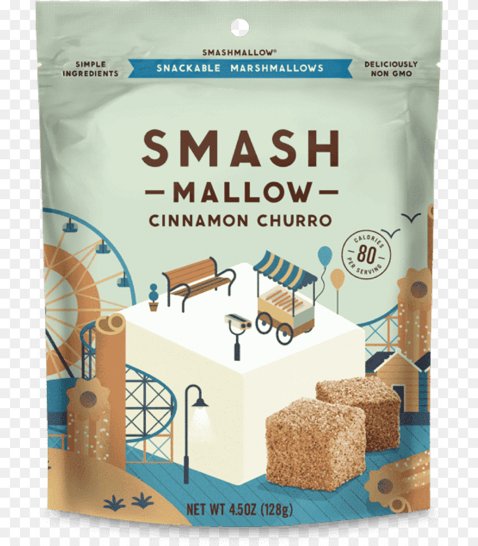 Learn More Smashmallow Cinnamon Churro Smashmallow Snackable Marshmallows Cinnamon Churro, Advertisement, Bench, Furniture, Machine Free Transparent Png