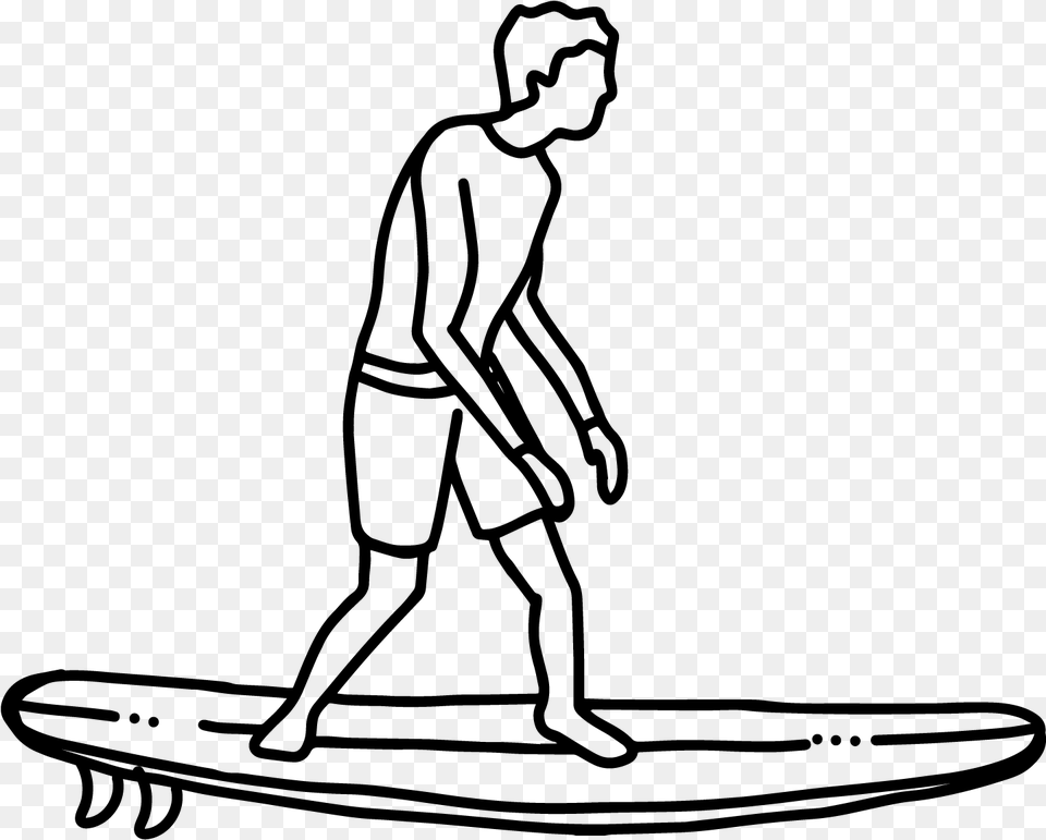 Learn The Basics Of The Surf Stance And Surf Better Easy Surfer Drawing, Gray Free Png