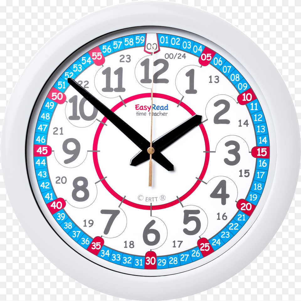 Learn The Time Clock Red White Blue Easy Read Clock, Analog Clock, Wall Clock Free Transparent Png