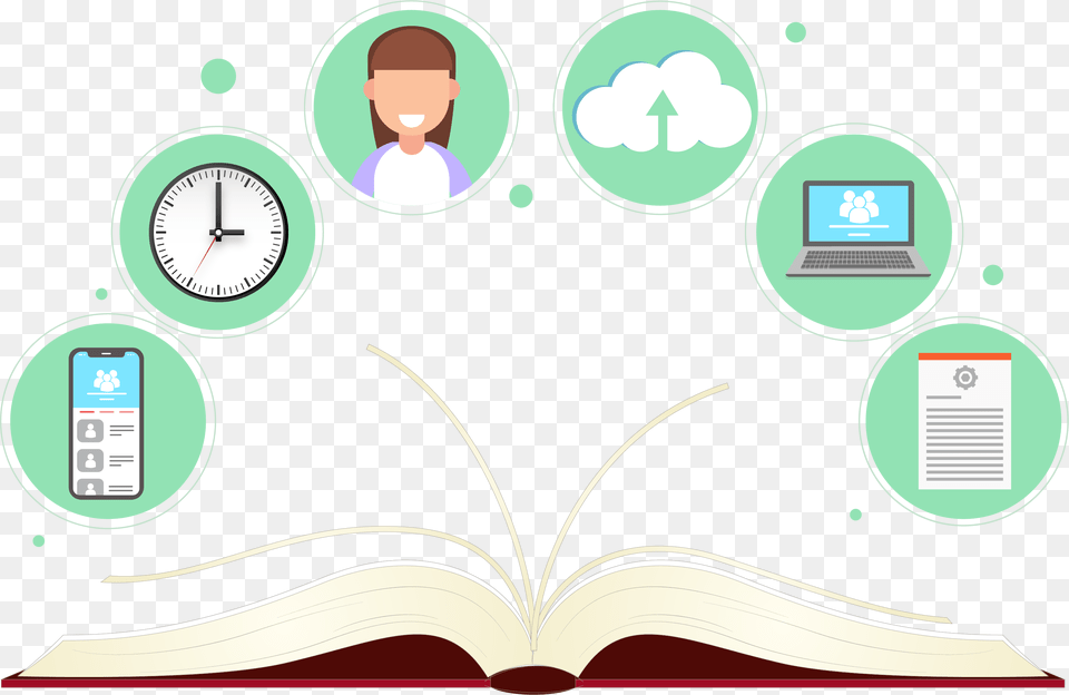 Learning Open Book Tecnology, Baby, Person, Analog Clock, Clock Png Image
