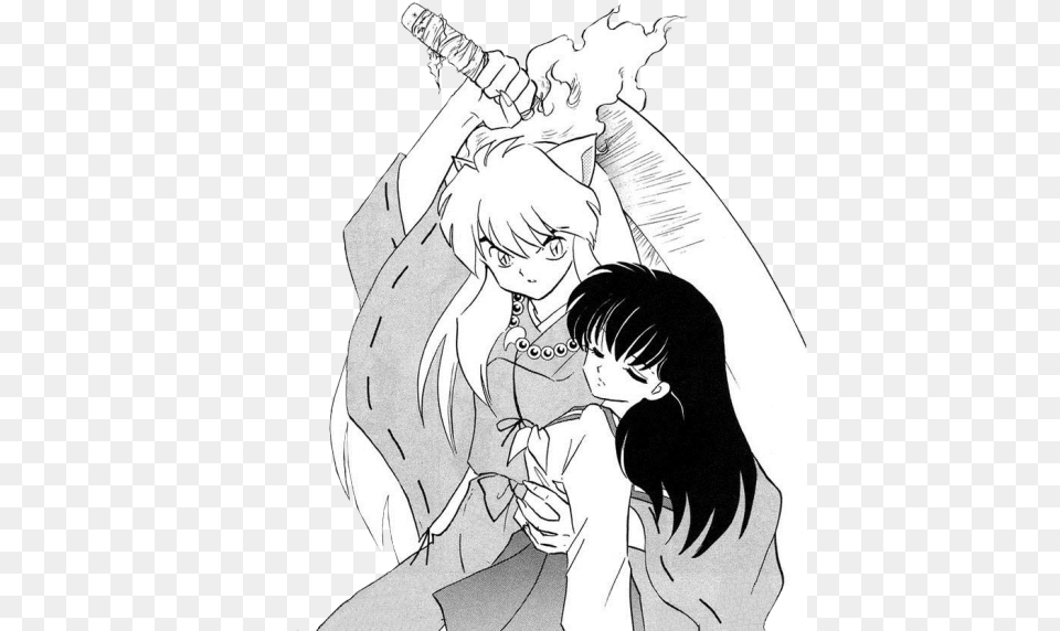 Learning To Accept Inuyasha Inuyasha Black And White Fight Scenes, Book, Comics, Publication, Manga Free Png