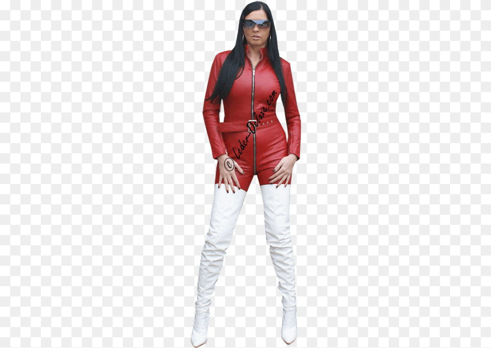 Leather Catsuit Red Leather Catsuit, Long Sleeve, Clothing, Coat, Costume Free Png Download