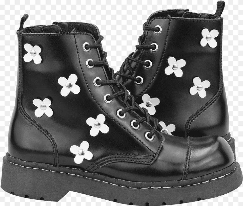 Leather Flower Combat Boots Flower Tuk Boots, Clothing, Footwear, Shoe, Boot Png Image