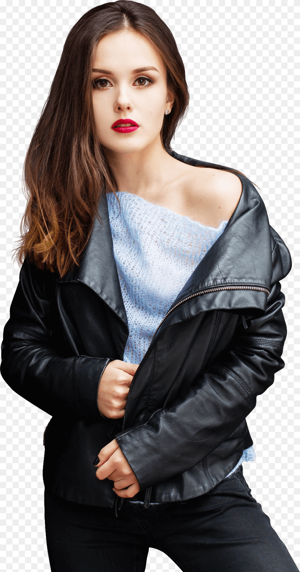 Leather Girl, Adult, Person, Jacket, Female Free Transparent Png