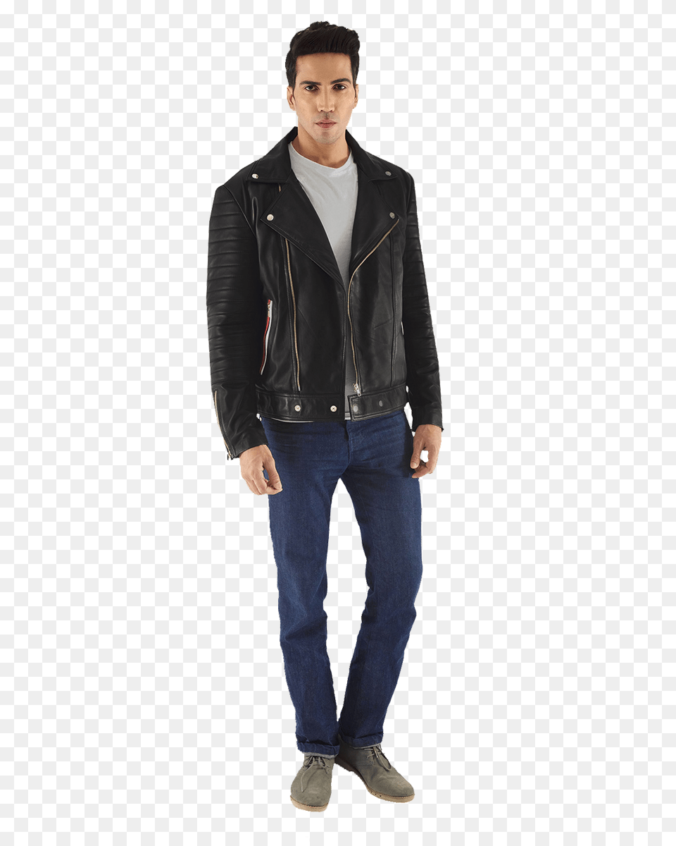Leather Jacket, Jeans, Clothing, Coat, Pants Free Png Download