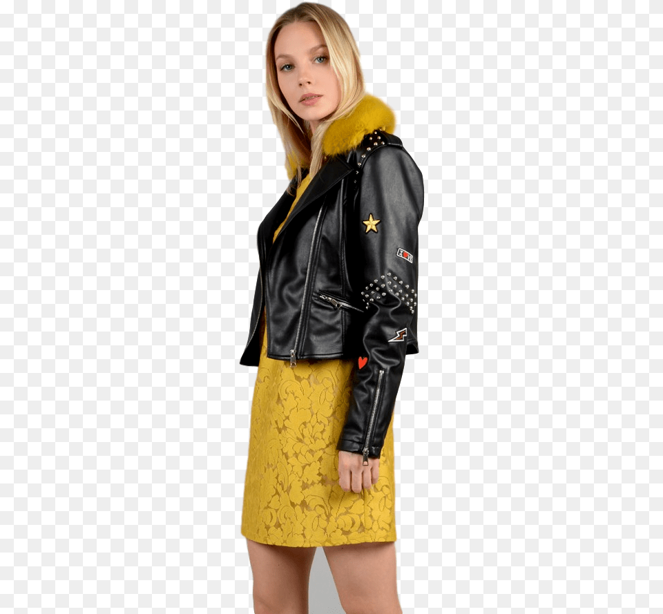 Leather Jacket, Clothing, Coat, Adult, Female Free Png Download
