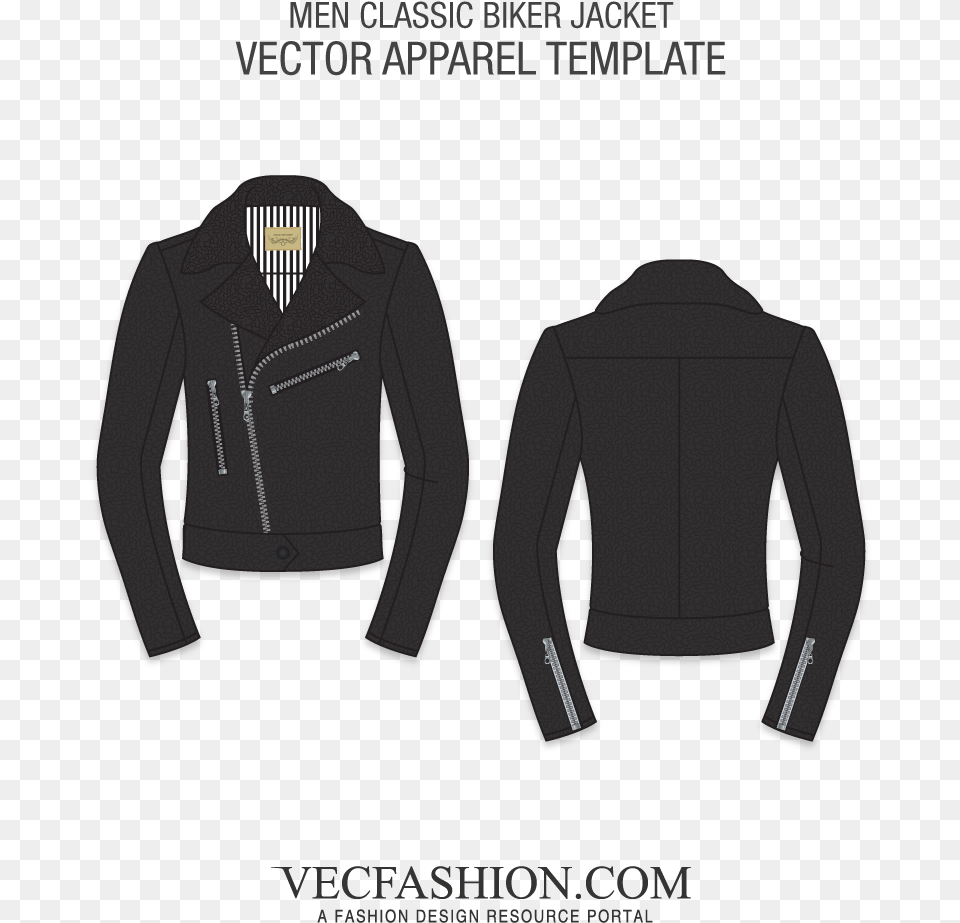 Leather Jacket Black Leather Jacket Template, Clothing, Coat, Knitwear, Sweater Free Transparent Png
