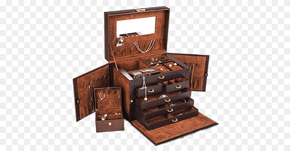 Leather Luxury Jewelry Box, Bag, Furniture, Cabinet Png Image