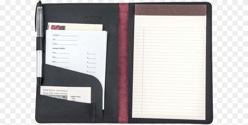 Leather Portfolio With Notepad Pockets And Pen Holder Portfolio In A Notebook, File Binder, File Folder, Page, Text Free Transparent Png