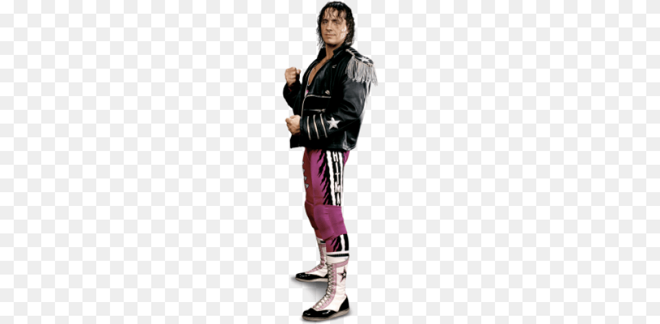 Leather Rider Bret Hart Hit Men Style Leather Jacket Official Wwe Bret Hart Hard Back Case, Clothing, Coat, Person, Long Sleeve Png