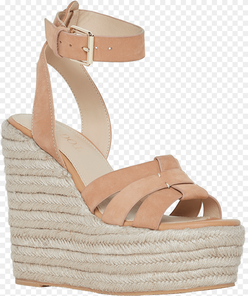 Leather Strap Wedge In Colour Tan High Heels, Clothing, Footwear, Sandal Png Image