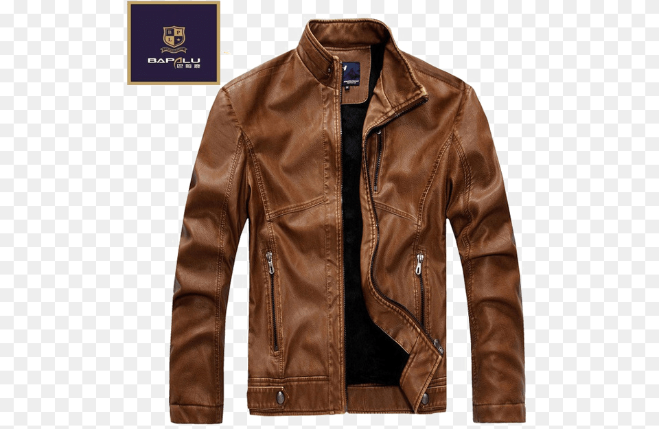 Leather Winter Coat Download Casual Chinese Collar Leather Jacket Mens, Clothing, Leather Jacket Free Png