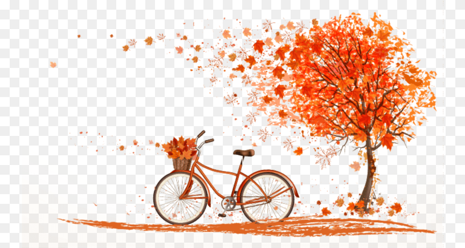 Leaves Tree Branches Bike Bicycle Autumn Fall Autumn Bicycle, Wheel, Machine, Vehicle, Plant Free Transparent Png