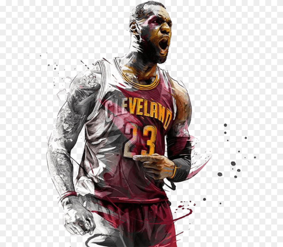 Lebron Cartoon Wallpapersdata Src Lebron James, Adult, Male, Man, Person Free Transparent Png