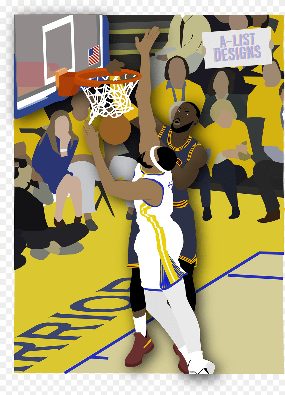 Lebron James Dunking On Javale Mcgee Illustration Block Basketball, Person, People, Hoop, Face Png