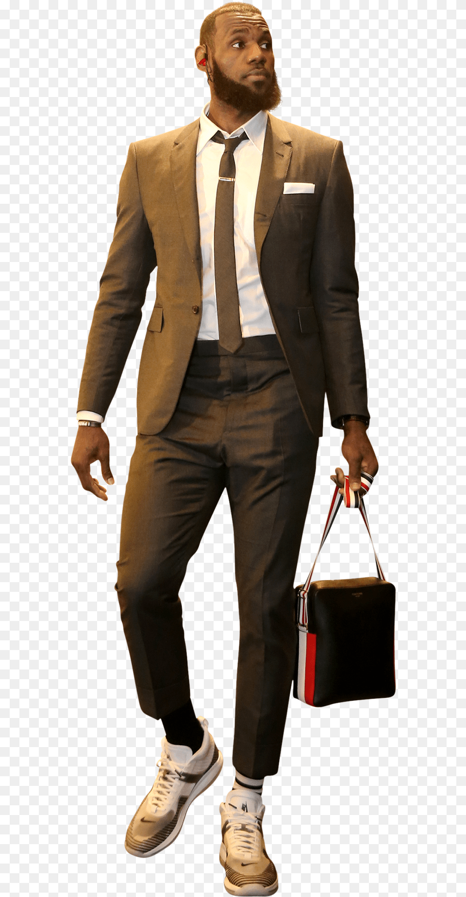 Lebron James In A Brown Suit, Jacket, Formal Wear, Footwear, Coat Free Transparent Png