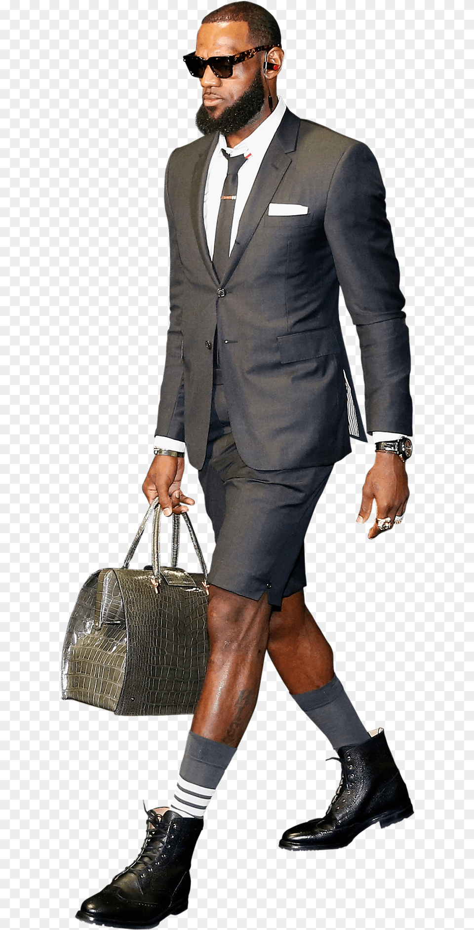 Lebron James In Thom Browne Short Suit Suit, Accessories, Shoe, Handbag, Formal Wear Free Png Download