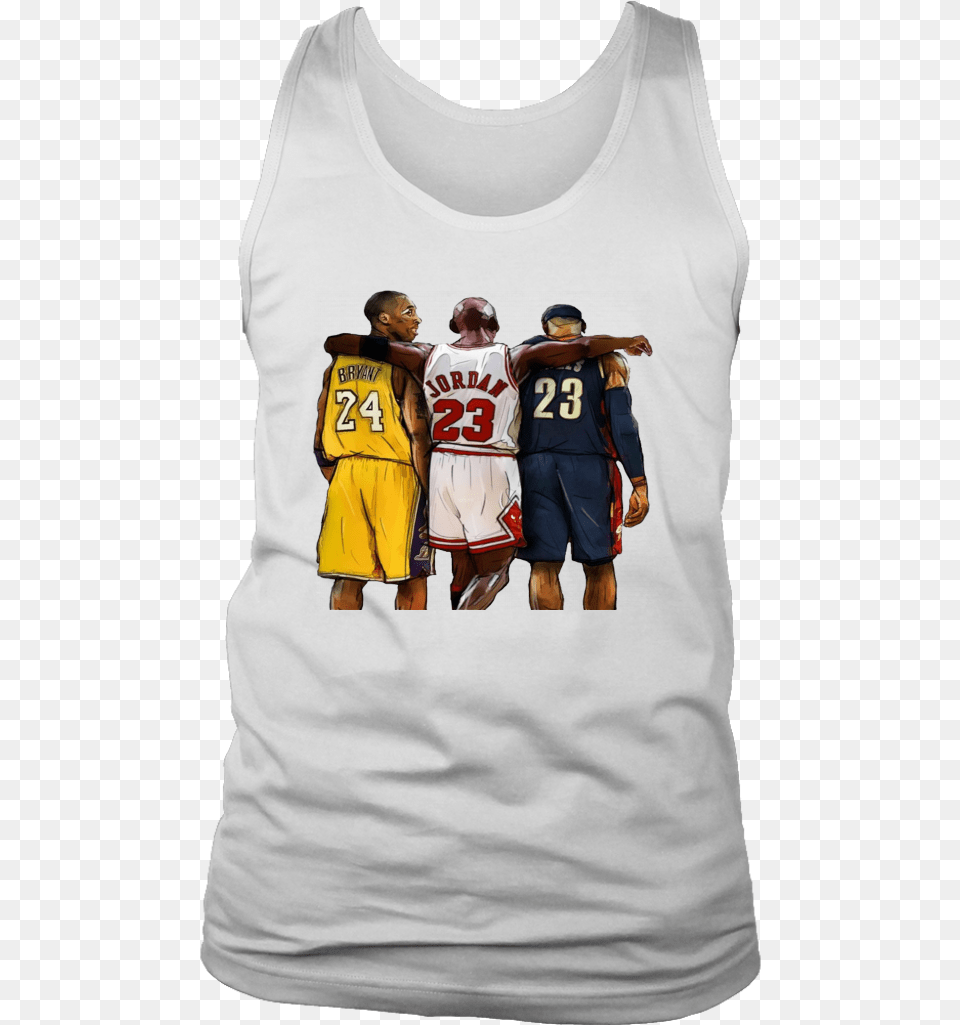 Lebron James Kobe Bryant And Michael Jordan Basketball Shirt, Clothing, T-shirt, Adult, Person Free Transparent Png